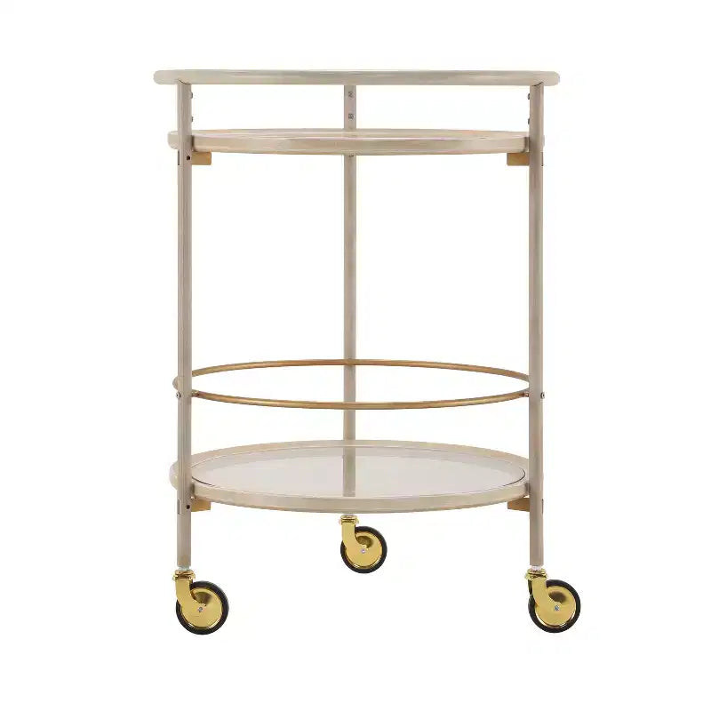 Christopher Knight Home Vincent Chariot de bar rond moderne avec étagères en verre trempé et 4 roulettes