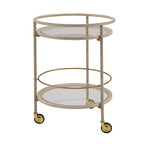 Christopher Knight Home Vincent Chariot de bar rond moderne avec étagères en verre trempé et 4 roulettes
