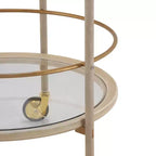 Christopher Knight Home Vincent Chariot de bar rond moderne avec étagères en verre trempé et 4 roulettes