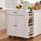 Desserte d'îlot de cuisine, 32 chariots mobiles avec armoire de rangement, table roulante avec prise de courant, porte-épices