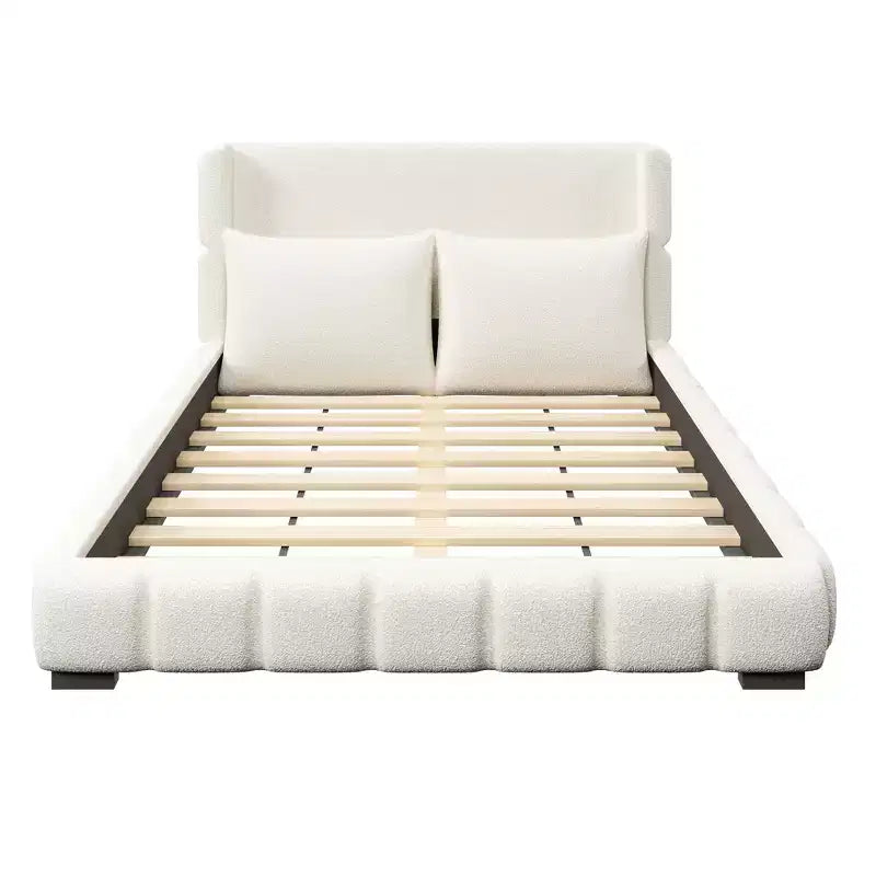Cadre de lit plateforme rembourré Queen/King Size avec 2 oreillers et tête de lit - ModernLuxe