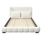 Cadre de lit plateforme rembourré Queen/King Size avec 2 oreillers et tête de lit - ModernLuxe