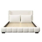 Cadre de lit plateforme rembourré Queen/King Size avec 2 oreillers et tête de lit - ModernLuxe