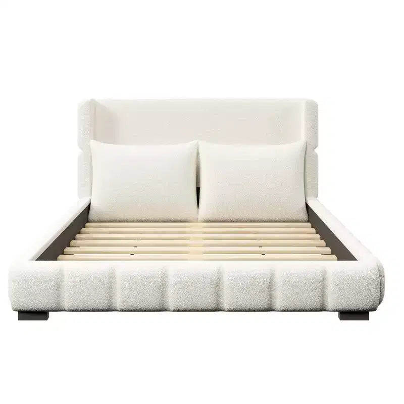 Cadre de lit plateforme rembourré Queen/King Size avec 2 oreillers et tête de lit - ModernLuxe