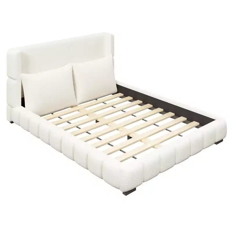 Cadre de lit plateforme rembourré Queen/King Size avec 2 oreillers et tête de lit - ModernLuxe