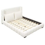 Cadre de lit plateforme rembourré Queen/King Size avec 2 oreillers et tête de lit - ModernLuxe