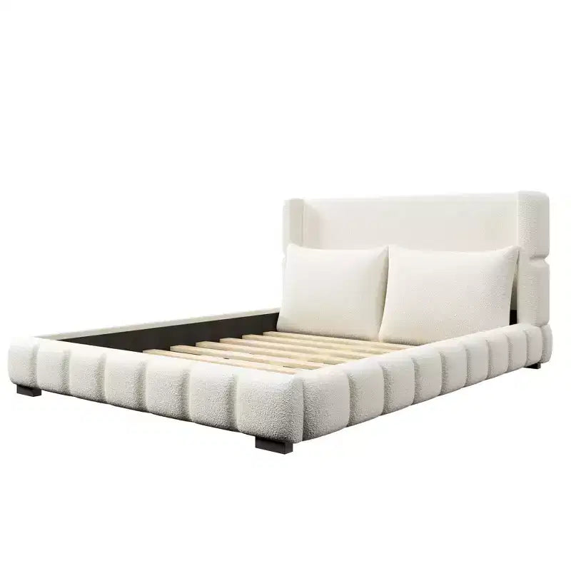 Cadre de lit plateforme rembourré Queen/King Size avec 2 oreillers et tête de lit - ModernLuxe