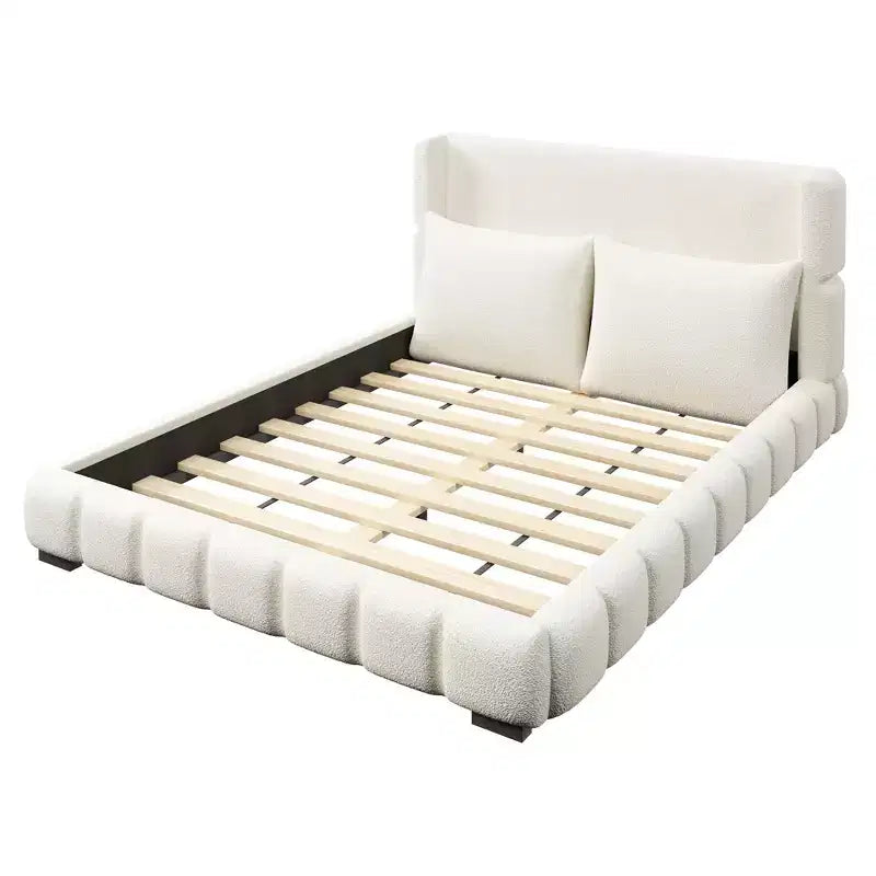 Cadre de lit plateforme rembourré Queen/King Size avec 2 oreillers et tête de lit - ModernLuxe