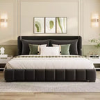 Cadre de lit plateforme rembourré Queen/King Size avec 2 oreillers et tête de lit - ModernLuxe