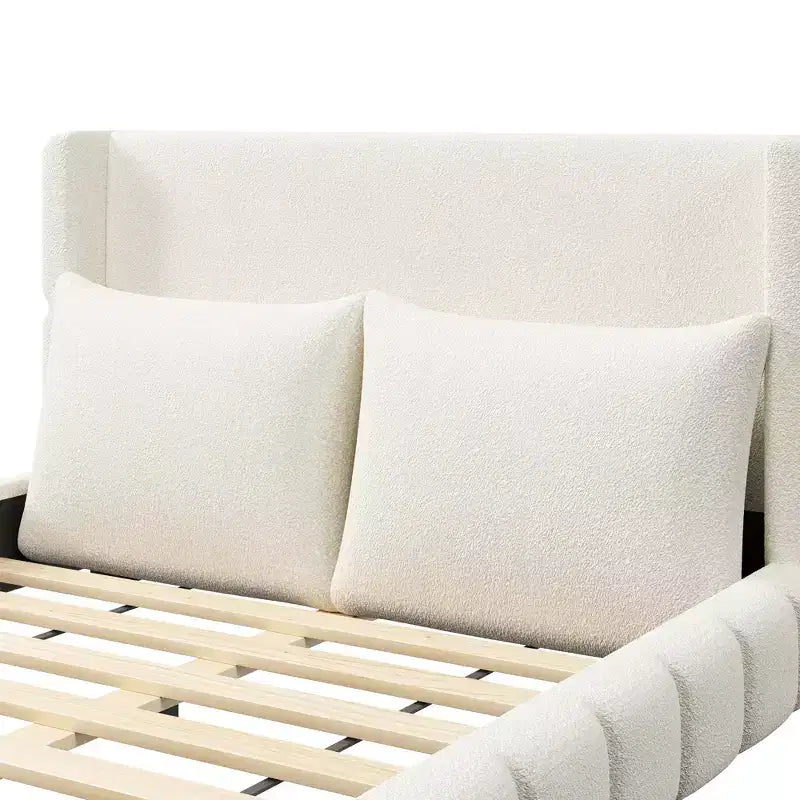 Cadre de lit plateforme rembourré Queen/King Size avec 2 oreillers et tête de lit - ModernLuxe