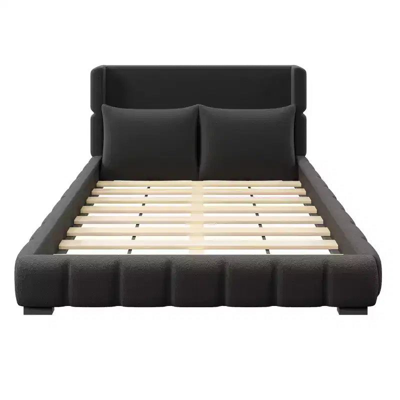 Cadre de lit plateforme rembourré Queen/King Size avec 2 oreillers et tête de lit - ModernLuxe