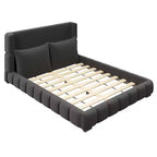Cadre de lit plateforme rembourré Queen/King Size avec 2 oreillers et tête de lit - ModernLuxe