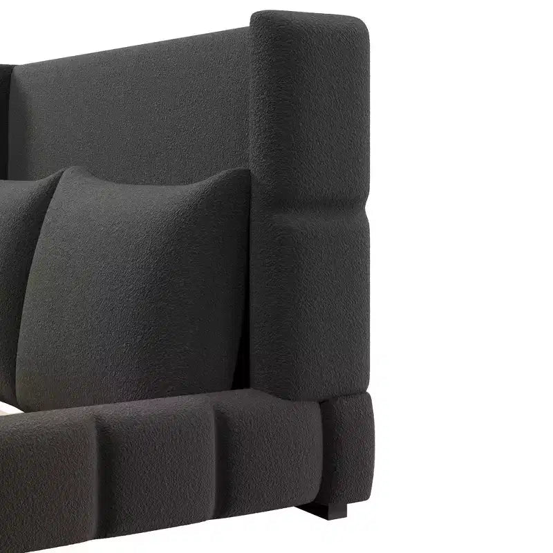Cadre de lit plateforme rembourré Queen/King Size avec 2 oreillers et tête de lit - ModernLuxe