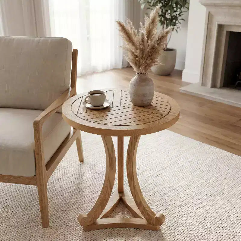 Christopher Knight Home Hudson Table d'appoint ronde moderne en bois avec base incurvée