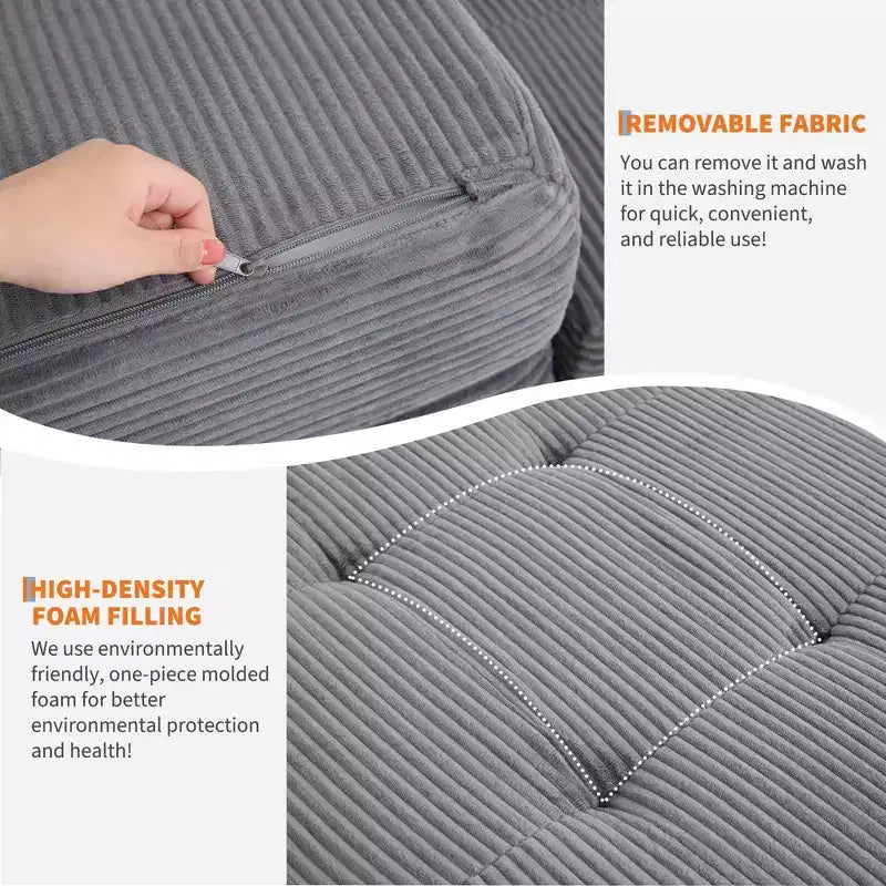 Matelas pliant Tri-Fold 75x39 pouces, 6 pouces d'épaisseur, en velours côtelé, lit d'appoint en mousse capitonnée, canapé portable et matelas de sol pour le camping et le salon