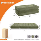 Matelas pliant Tri-Fold 75x39 pouces, 6 pouces d'épaisseur, en velours côtelé, lit d'appoint en mousse capitonnée, canapé portable et matelas de sol pour le camping et le salon