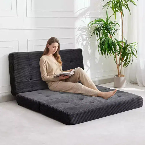 Matelas pliant Tri-Fold 75x39 pouces, 6 pouces d'épaisseur, en velours côtelé, lit d'appoint en mousse capitonnée, canapé portable et matelas de sol pour le camping et le salon