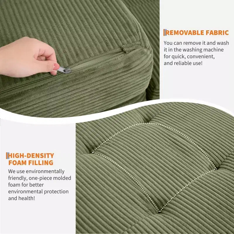 Matelas pliant Tri-Fold 75x39 pouces, 6 pouces d'épaisseur, en velours côtelé, lit d'appoint en mousse capitonnée, canapé portable et matelas de sol pour le camping et le salon