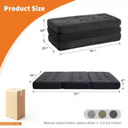Matelas pliant Tri-Fold 75x39 pouces, 6 pouces d'épaisseur, en velours côtelé, lit d'appoint en mousse capitonnée, canapé portable et matelas de sol pour le camping et le salon