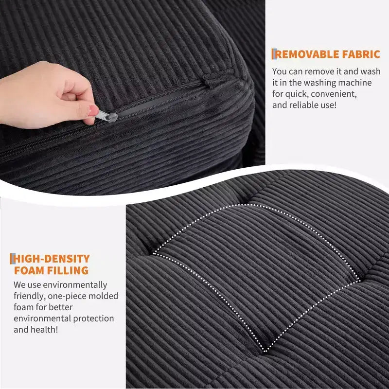 Matelas pliant Tri-Fold 75x39 pouces, 6 pouces d'épaisseur, en velours côtelé, lit d'appoint en mousse capitonnée, canapé portable et matelas de sol pour le camping et le salon