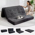 75x39 6-Inch Tri-Fold Folding Mattress, Corduroy Tufted Foam Guest Bed, Portable Sofa & Floor Mattress for Camping & Living Room