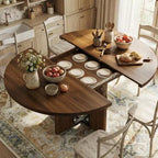 Table de salle à manger ronde extensible de 47 à 63 pouces pour 4 à 8 personnes, table de cuisine extensible en bois de style ferme avec pieds élargis, cadre en métal robuste, ovale, gain de place