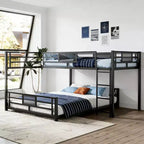 Luxystar Modern Twin over Full L-shaped Metal Bunk Bed