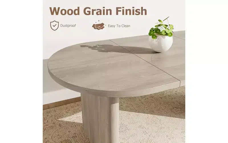 Table à manger ovale de 63 po pour 6 à 8 personnes, table en bois de style ferme moderne, finition chêne rustique résistante à l'eau pour salle à manger