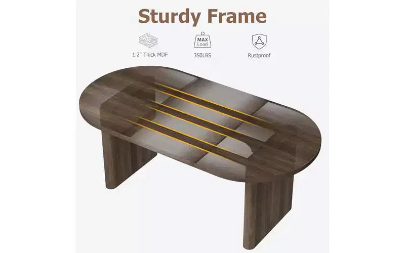 Table à manger ovale de 63 po pour 6 à 8 personnes, table en bois de style ferme moderne, finition chêne rustique résistante à l'eau pour salle à manger