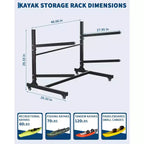 Support de rangement pour kayak, support de kayak autoportant robuste pour rangement, support de kayak réglable pour kayak, canoë, planche de surf et paddle board