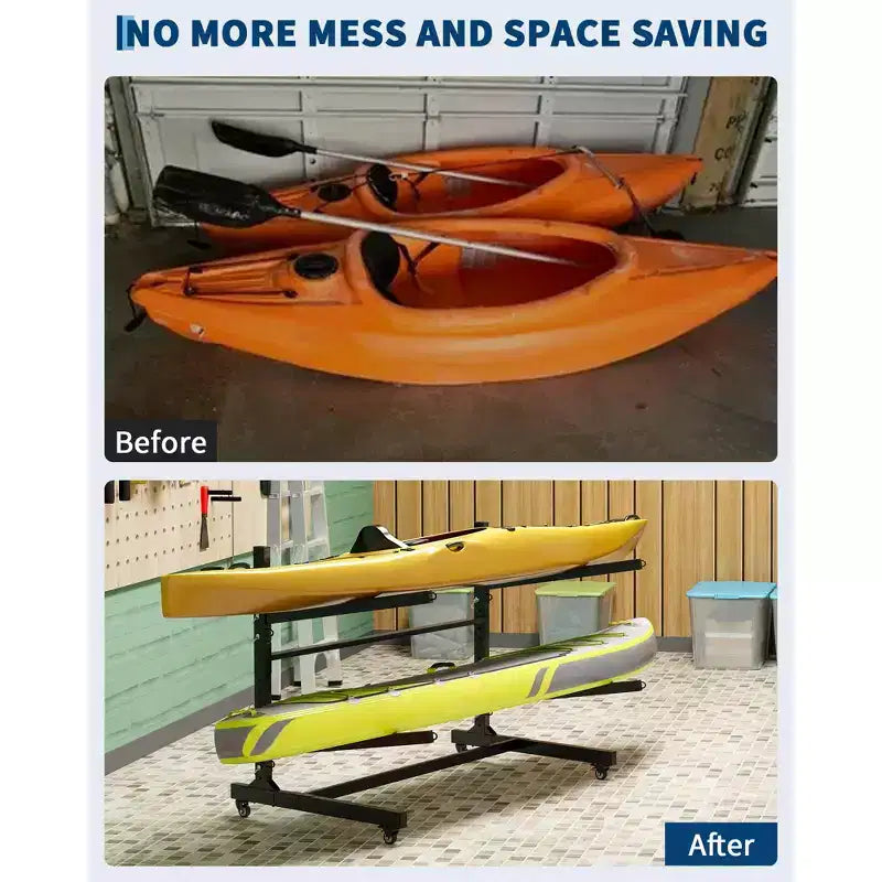 Support de rangement pour kayak, support de kayak autoportant robuste pour rangement, support de kayak réglable pour kayak, canoë, planche de surf et paddle board