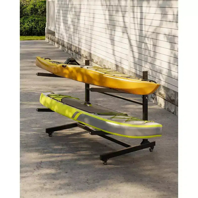 Support de rangement pour kayak, support de kayak autoportant robuste pour rangement, support de kayak réglable pour kayak, canoë, planche de surf et paddle board