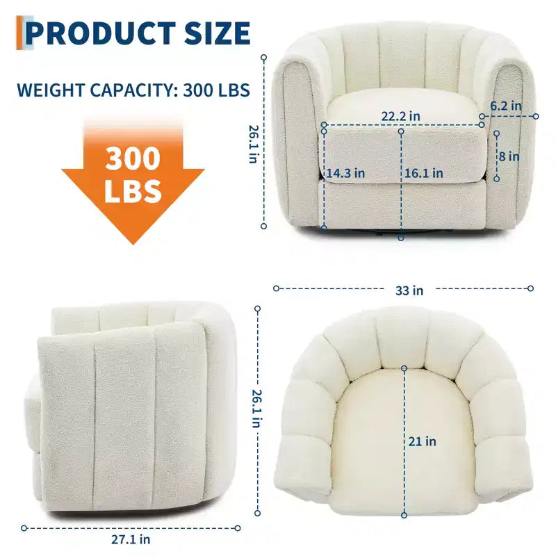 Fauteuil d'appoint pivotant moderne, rotation à 360°, fauteuil confortable, pour salon, chambre, bureau