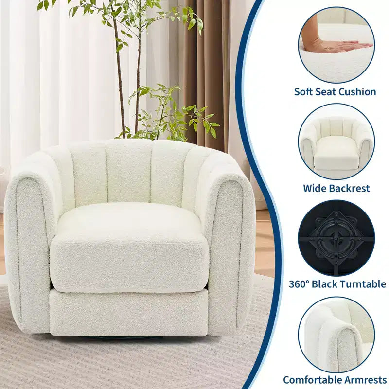 Fauteuil d'appoint pivotant moderne, rotation à 360°, fauteuil confortable, pour salon, chambre, bureau