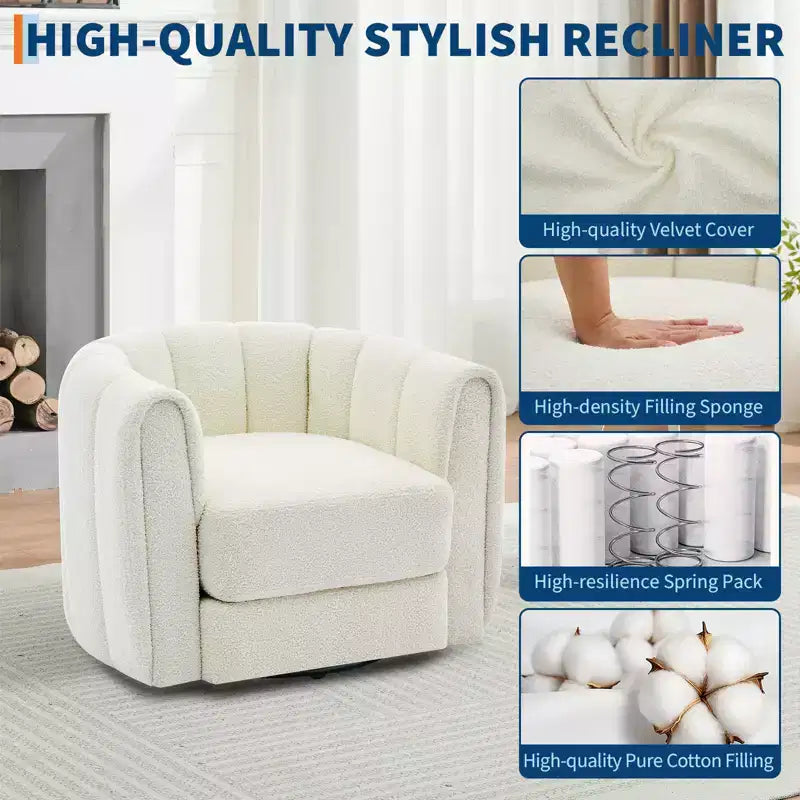 Fauteuil d'appoint pivotant moderne, rotation à 360°, fauteuil confortable, pour salon, chambre, bureau
