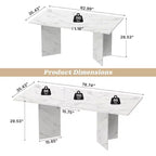 MooxvMoo 63-78.7 Table de salle à manger extensible, design ferme en bois avec glissière coulissante fluide et base robuste, polyvalente pour cuisine, salon, blanc
