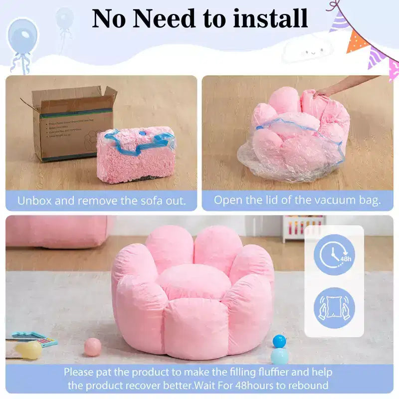 Hommpa Fauteuil Enfant Poire en Forme de Fleur – Canapé Doux en Velours pour Tout-Petits avec Design de Pétales 3D pour Chambre d'Enfant