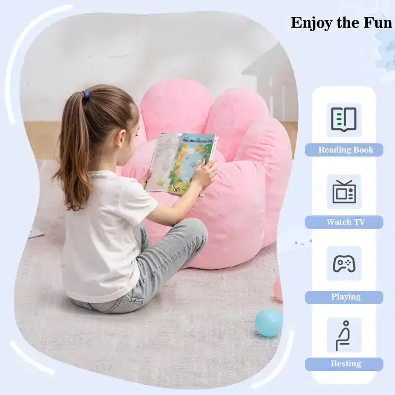 Hommpa Fauteuil Enfant Poire en Forme de Fleur – Canapé Doux en Velours pour Tout-Petits avec Design de Pétales 3D pour Chambre d'Enfant