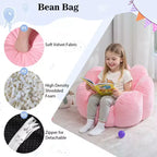 Hommpa Fauteuil Enfant Poire en Forme de Fleur – Canapé Doux en Velours pour Tout-Petits avec Design de Pétales 3D pour Chambre d'Enfant
