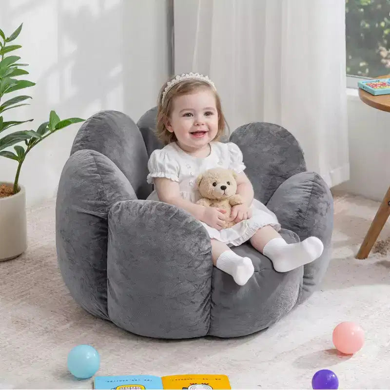Hommpa Fauteuil Enfant Poire en Forme de Fleur – Canapé Doux en Velours pour Tout-Petits avec Design de Pétales 3D pour Chambre d'Enfant