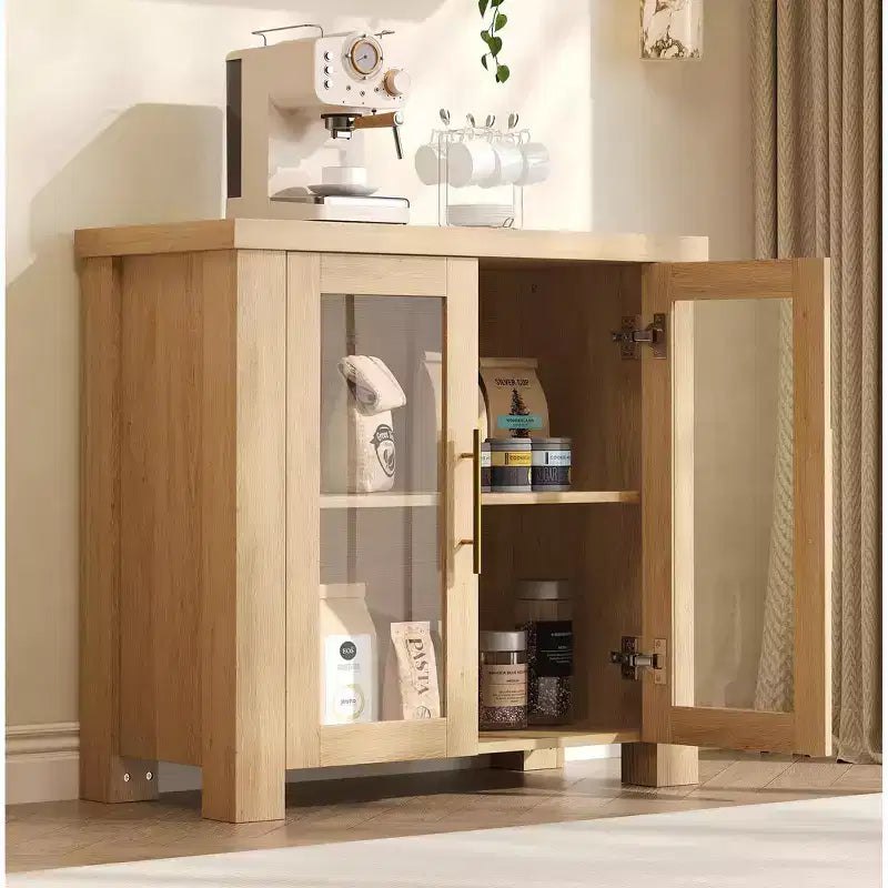 Meuble buffet vaisselier 33 pouces, buffet console pour entrée avec portes en verre, meuble TV moderne, crédence d'appoint pour salon ou cuisine