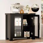 Meuble buffet vaisselier 33 pouces, buffet console pour entrée avec portes en verre, meuble TV moderne, crédence d'appoint pour salon ou cuisine