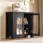Meuble buffet vaisselier 33 pouces, buffet console pour entrée avec portes en verre, meuble TV moderne, crédence d'appoint pour salon ou cuisine