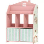 Étagère à livres Qaba pour enfants avec rangement de jouets, bibliothèque pour enfants avec présentoir à livres, étagères et tiroirs en tissu, organisateur de jouets pour salle de jeux et chambre de bébé, rose
