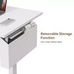 Bureau électrique réglable en hauteur, de bureau debout à assis, avec sac de rangement, préréglages de mémoire, poste de travail ergonomique pour bureau à domicile, 140 cm, blanc