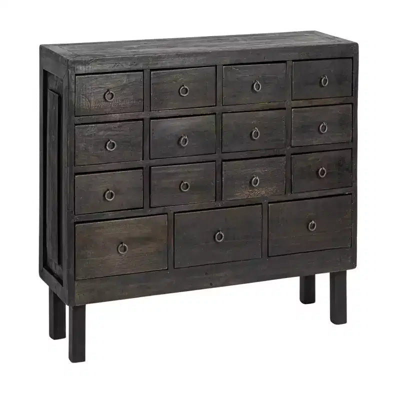 Storied Home Apothecary Cabinet with 15 Drawers, Black