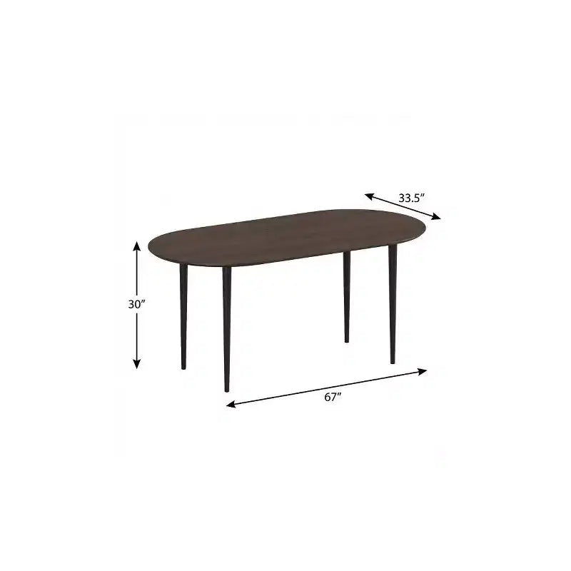 Table à manger ovale HomeRoots 67 en bois massif noyer et noir