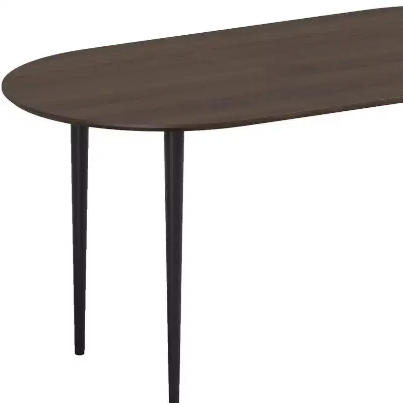 Table à manger ovale HomeRoots 67 en bois massif noyer et noir