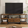 71 Modern Industrial Media Console TV Stand, Entertainment Center with 2 Drawers & Open Shelves, Metal Frame for TVs Up to 80 Inches