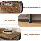 Meuble TV console moderne industriel de 180 cm avec 2 tiroirs et étagères ouvertes, cadre métallique pour téléviseurs jusqu'à 80 pouces